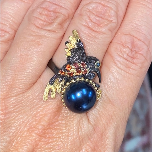 Adorable Genuine Black Tahitian Pearl Ring - Picture 16 of 17